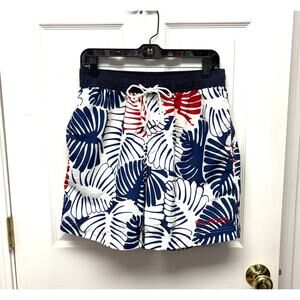 Tommy Hilfiger Swim Trunks, Drawstring, Red White Blue Hawaiian, Men's Size M